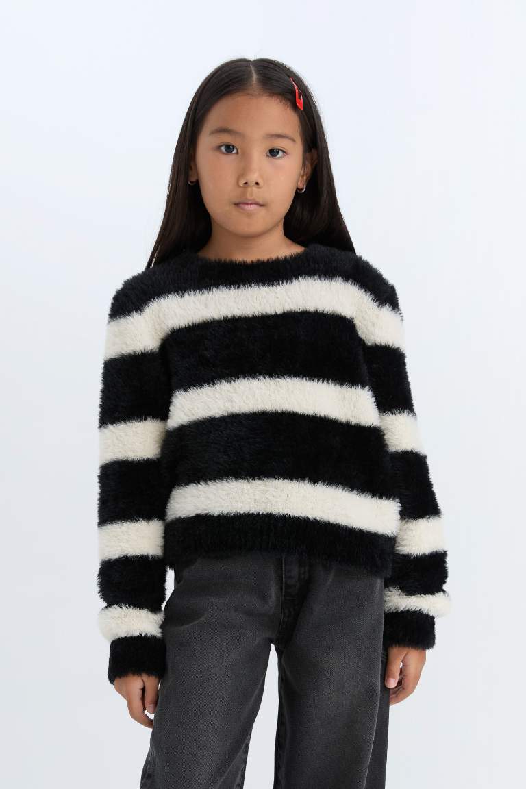 Girl Crew Neck Striped Pullover