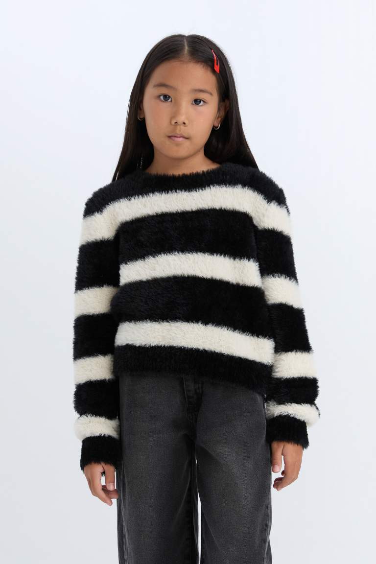 Girl Crew Neck Striped Pullover