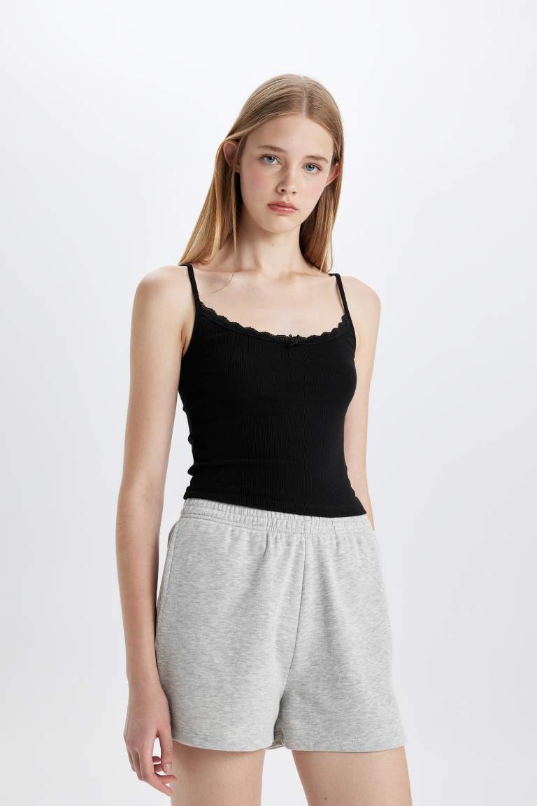 Fitted V-Neck Ribbed Camisole Crop Top