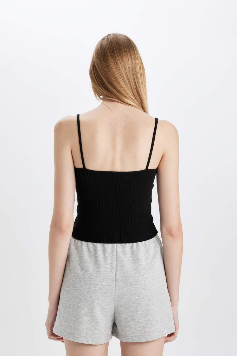 Fitted V-Neck Ribbed Camisole Crop Top