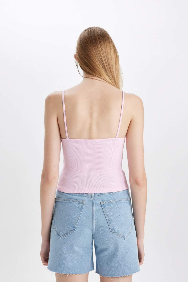 Fitted V-Neck Ribbed Camisole Crop Top