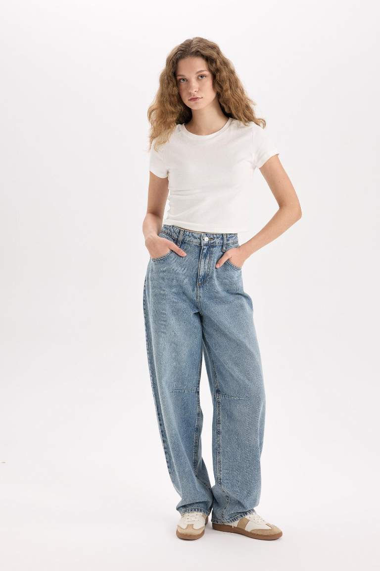 Baggy Fit Yüksek Bel Uzun Jean Pantolon