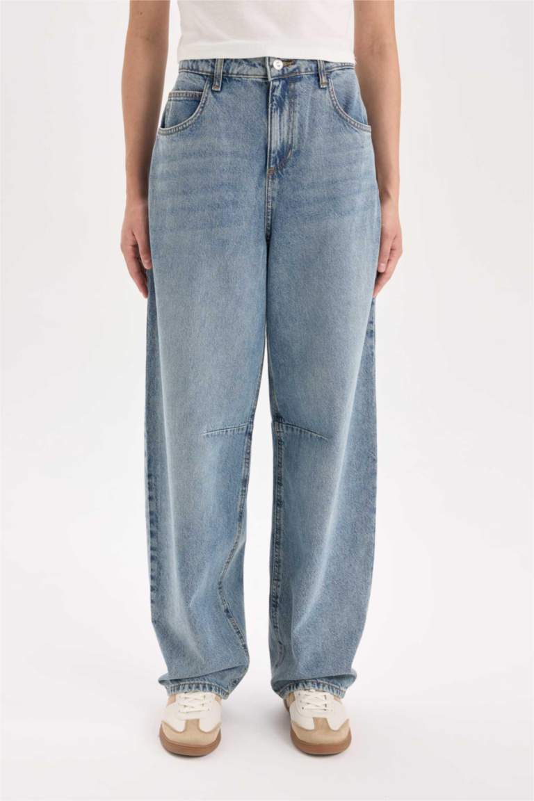 Baggy Fit Yüksek Bel Uzun Jean Pantolon
