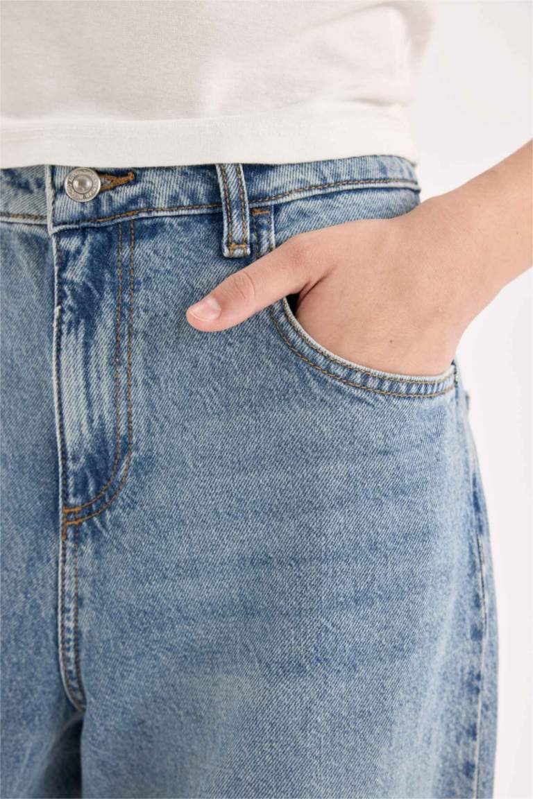 Baggy Fit Yüksek Bel Uzun Jean Pantolon