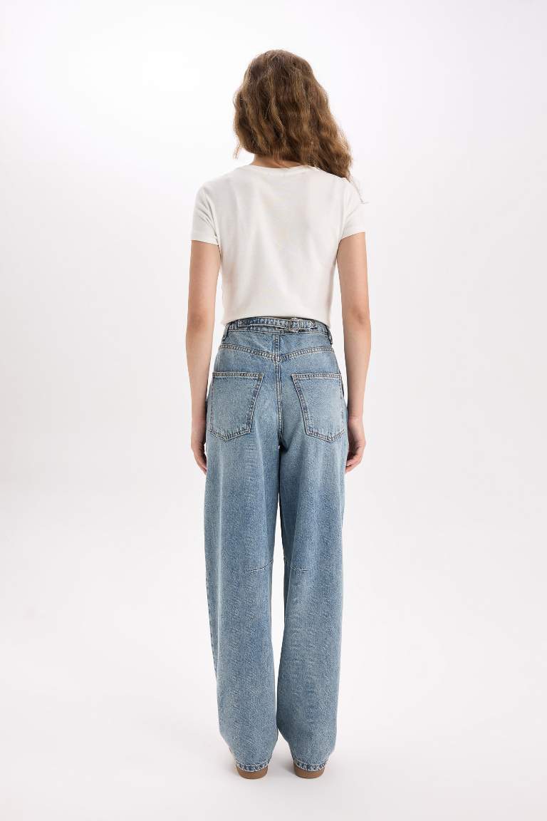 Baggy Fit Yüksek Bel Uzun Jean Pantolon