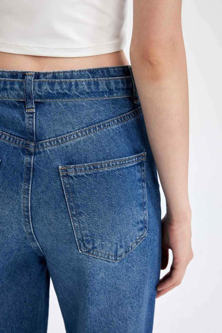 90's Wide Leg High Waist Long Washed Jeans