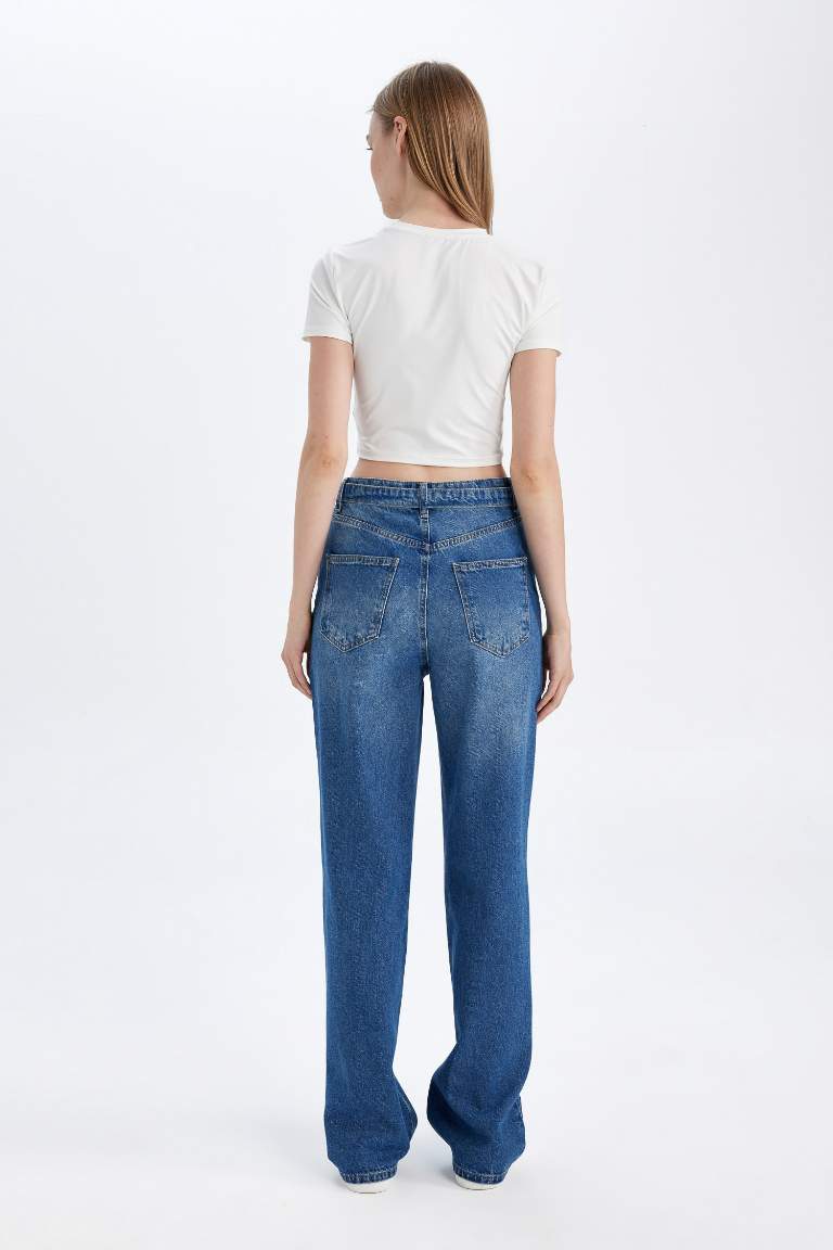 90's Wide Leg High Waist Long Washed Jeans