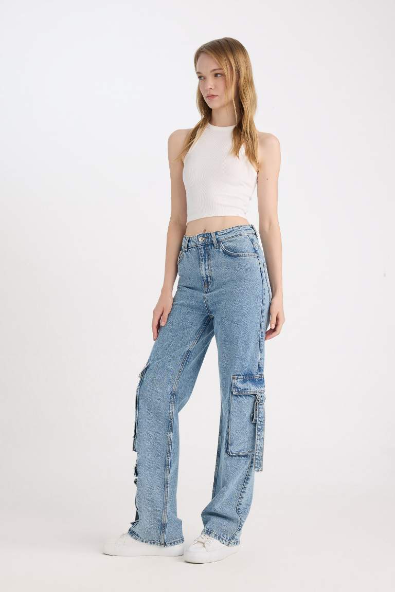 Wide Leg High Waist Cargo Pants