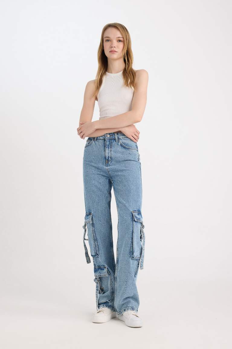 Wide Leg High Waist Cargo Pants