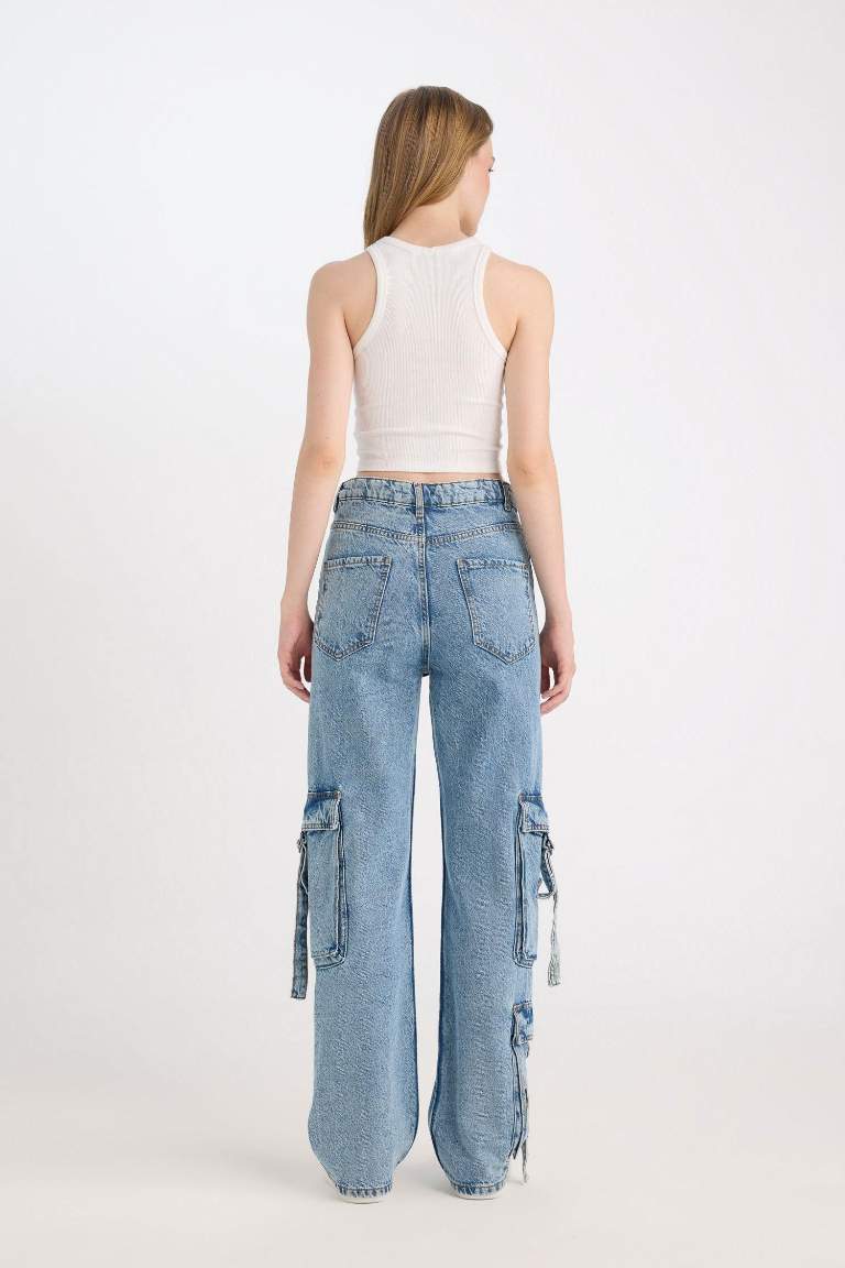 Wide Leg High Waist Cargo Pants