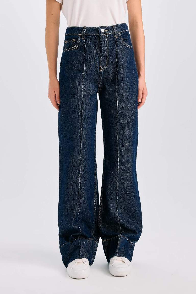 90's Wide Leg Yüksek Bel Geniş Paça Uzun Jean Pantolon