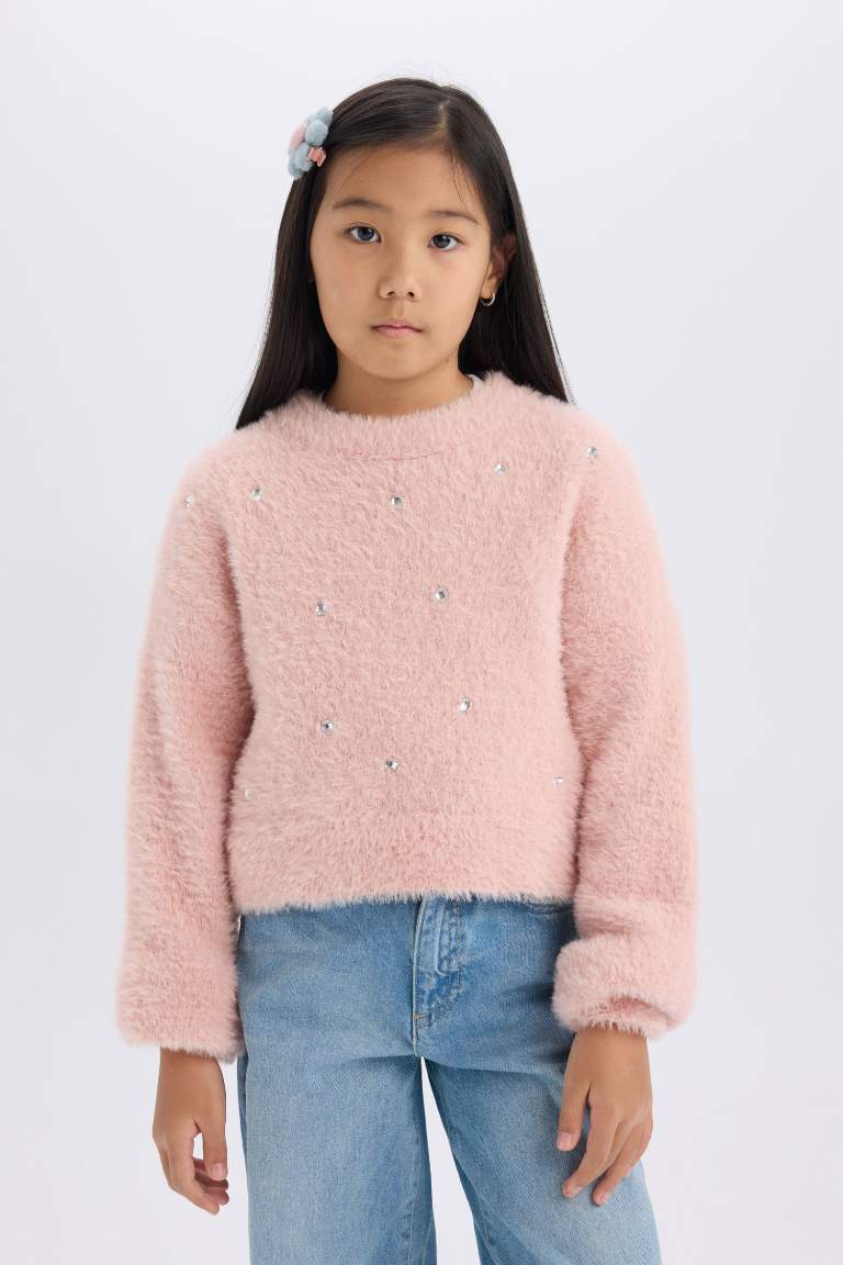 Girl Crop Crew Neck Pullover