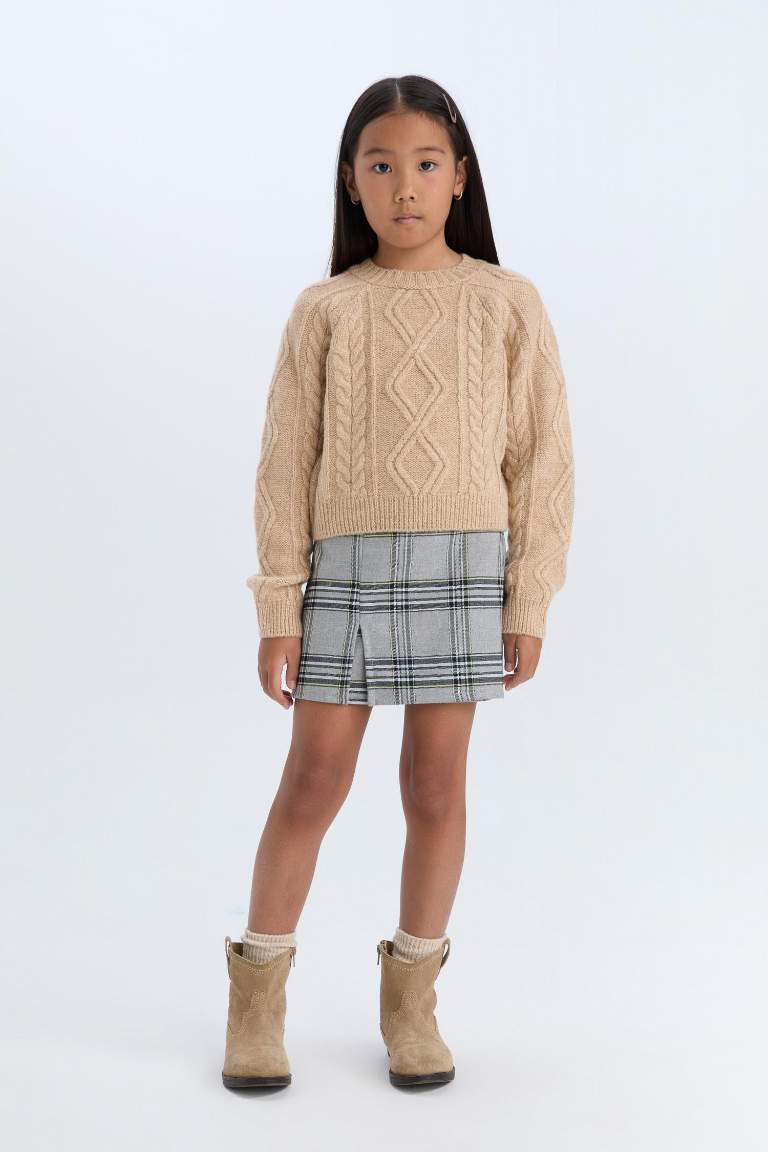 Girl Regular Fit Crew Neck Knit Pullover