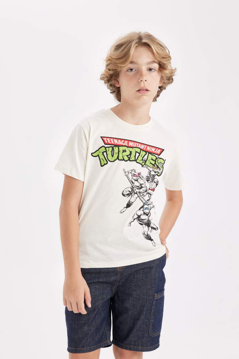 Boy Ninja Turtles-Retro Crew Neck T-Shirt