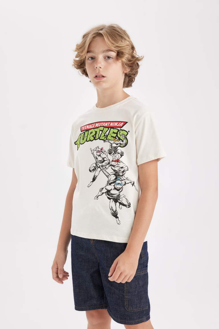 Boy Ninja Turtles-Retro Crew Neck T-Shirt