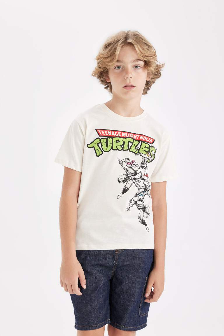 Boy Ninja Turtles-Retro Crew Neck T-Shirt