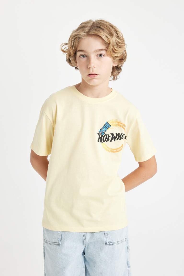 Boy Hot Wheels Crew Neck Back Printed T-Shirt