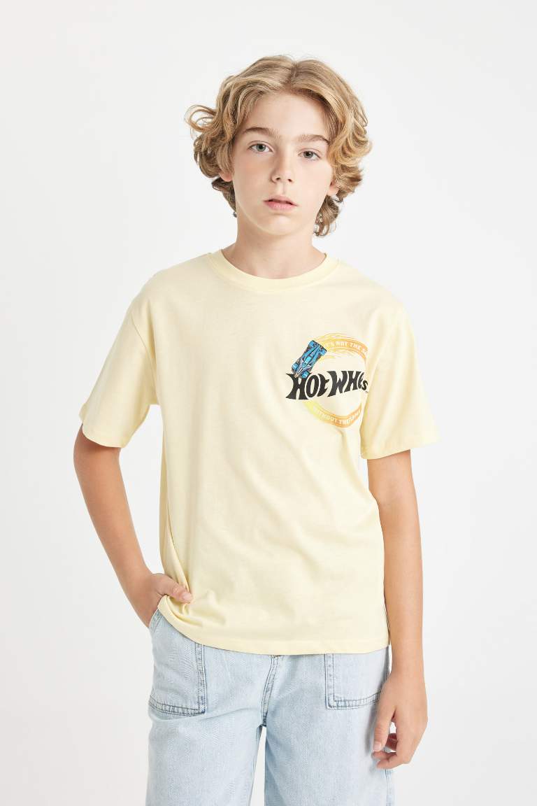 Boy Hot Wheels Crew Neck Back Printed T-Shirt