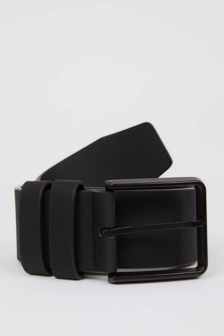 Boy Rectangle Buckle Faux Leather Casual Belt