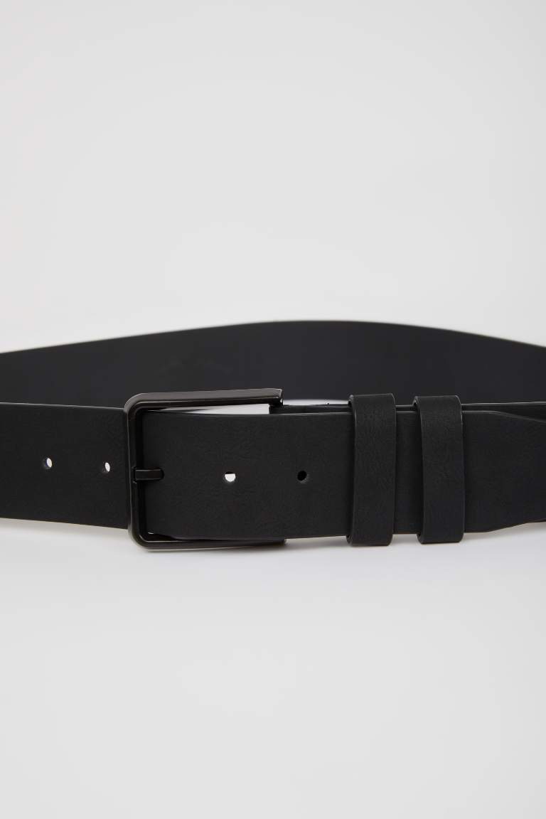 Boy Rectangle Buckle Faux Leather Casual Belt