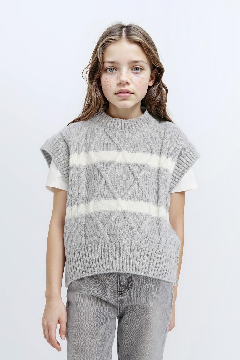 Girl Crew Neck Striped Knitwear Pullover