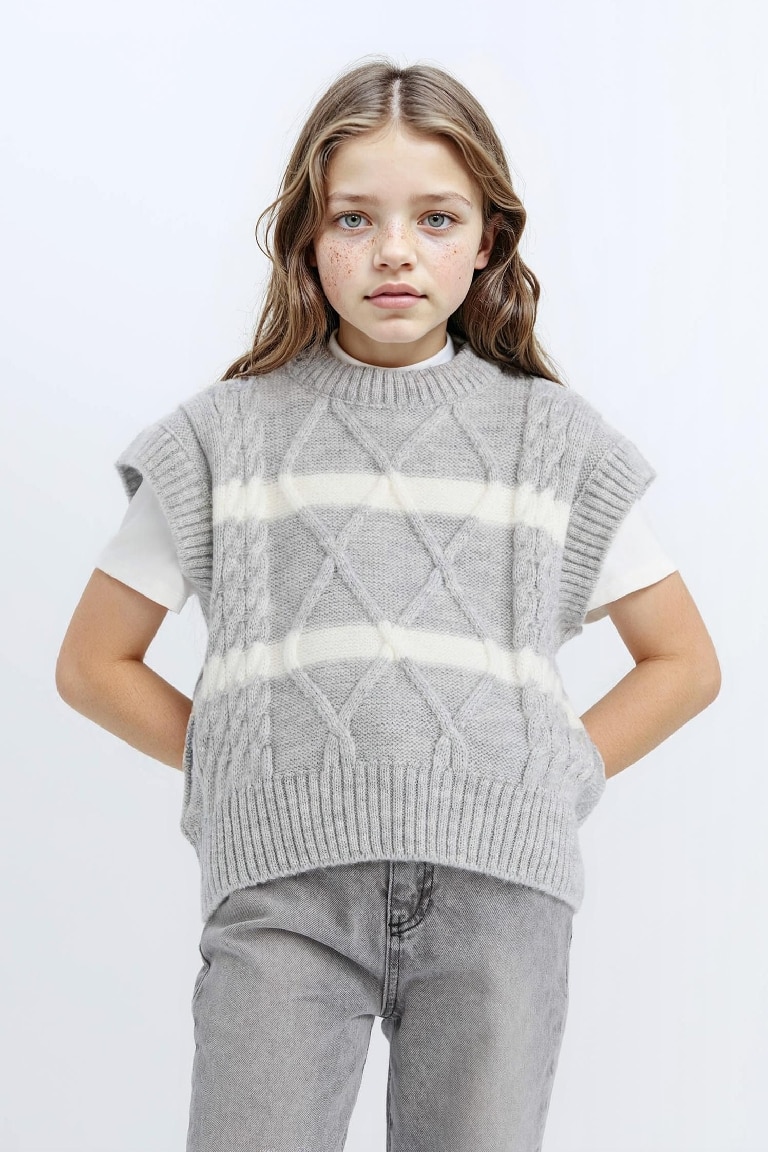 Girl Crew Neck Striped Knitwear Pullover