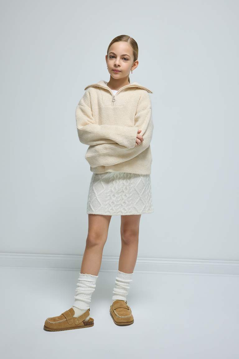 Girl Knit Detailed Knitted Skirt