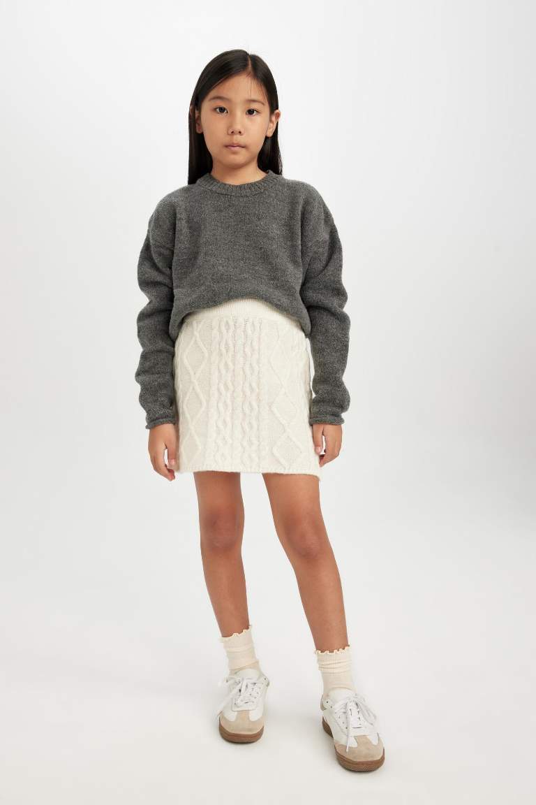 Girl Knit Detailed Knitted Skirt