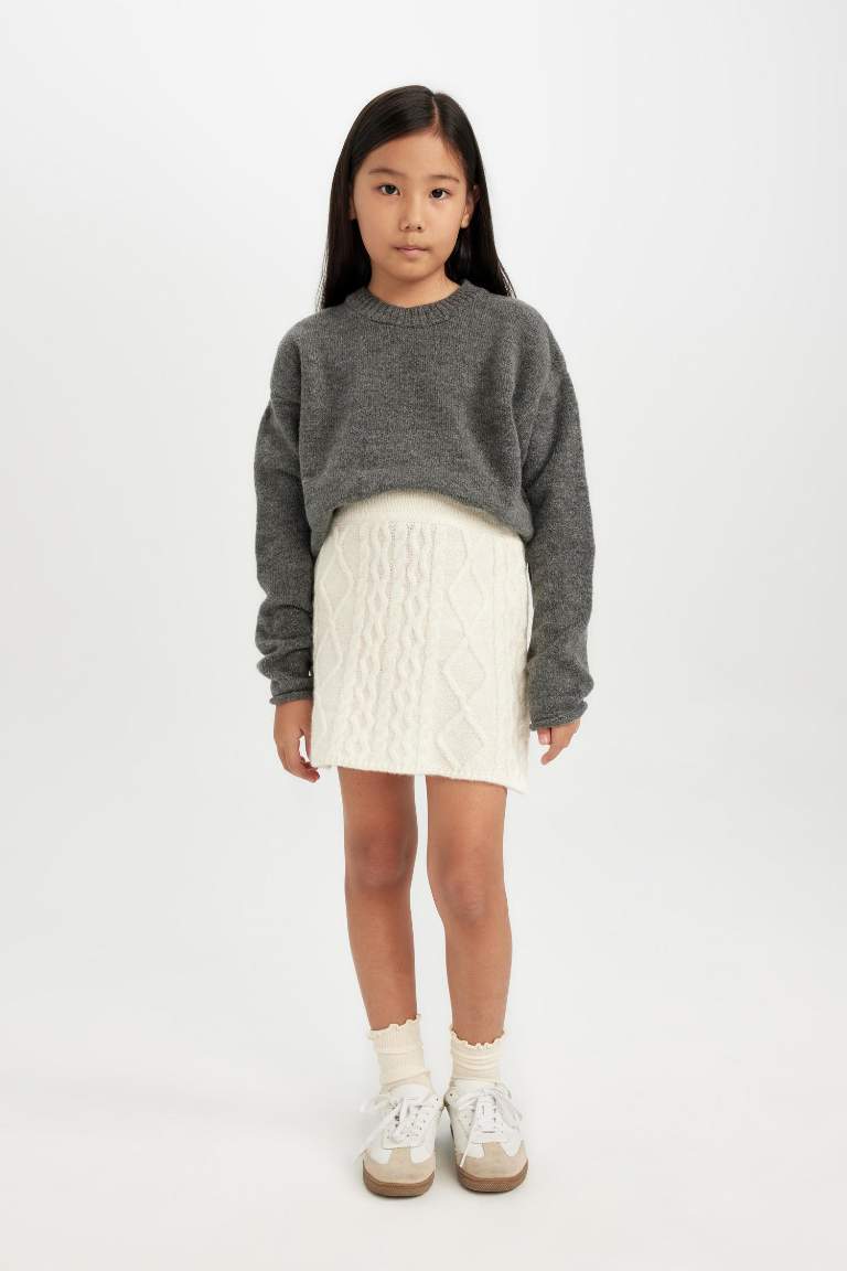 Girl Knit Detailed Knitted Skirt