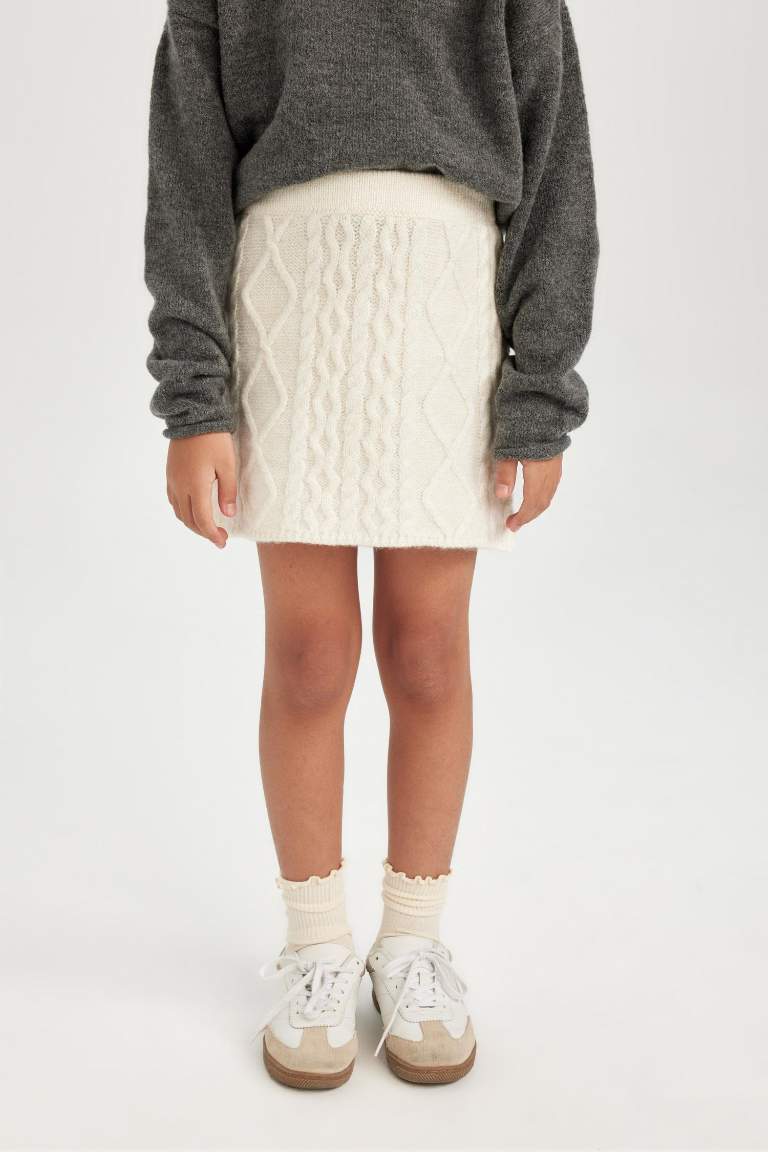 Girl Knit Detailed Knitted Skirt