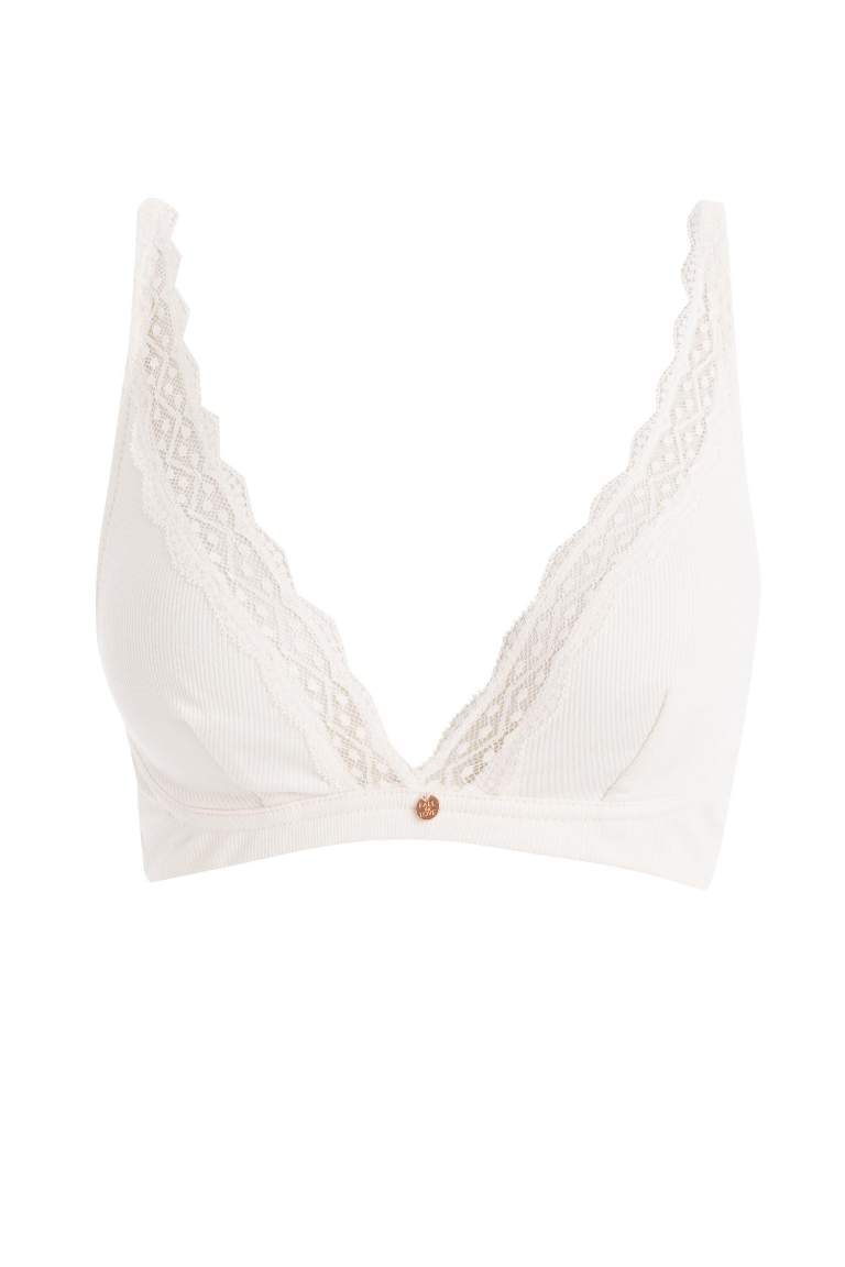 Fall in Love Dantel Detaylı Basic Düz Bra