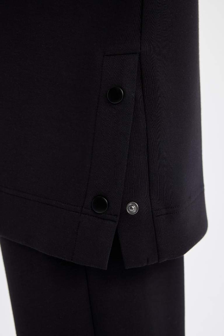DeFactoFit Long Fit Dik Yaka Modal Sporcu Sweatshirt