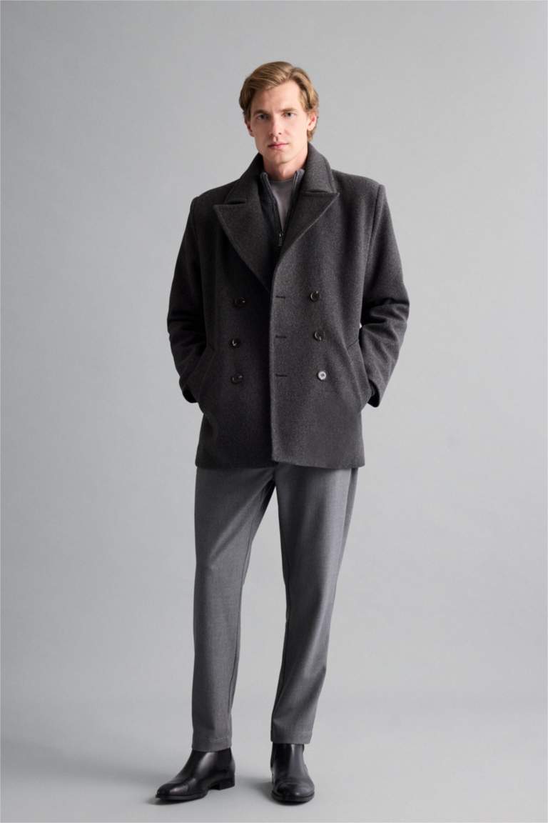 Slim Fit пальто парка с пуговицами, карманами и подкладкой