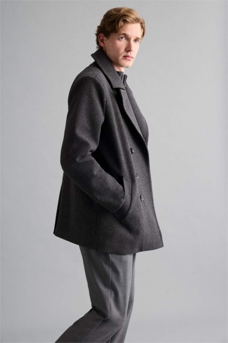 Slim Fit пальто парка с пуговицами, карманами и подкладкой