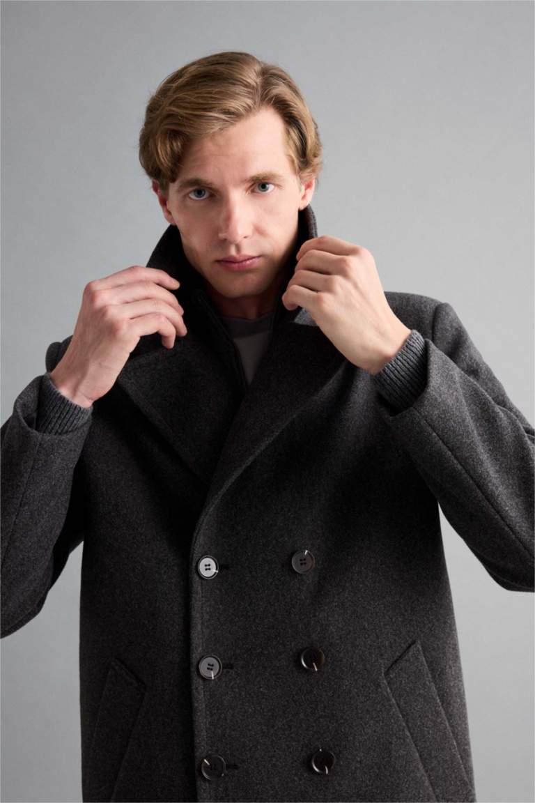 Slim Fit пальто парка с пуговицами, карманами и подкладкой