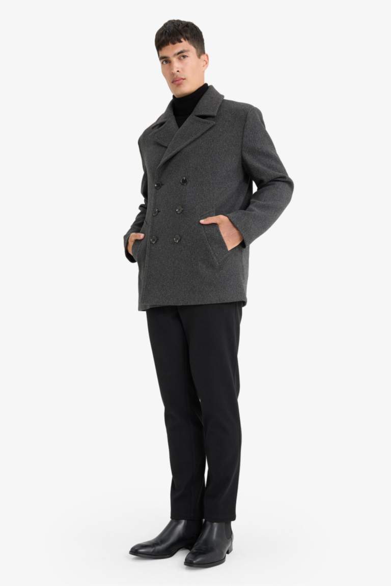 Slim Fit пальто парка с пуговицами, карманами и подкладкой