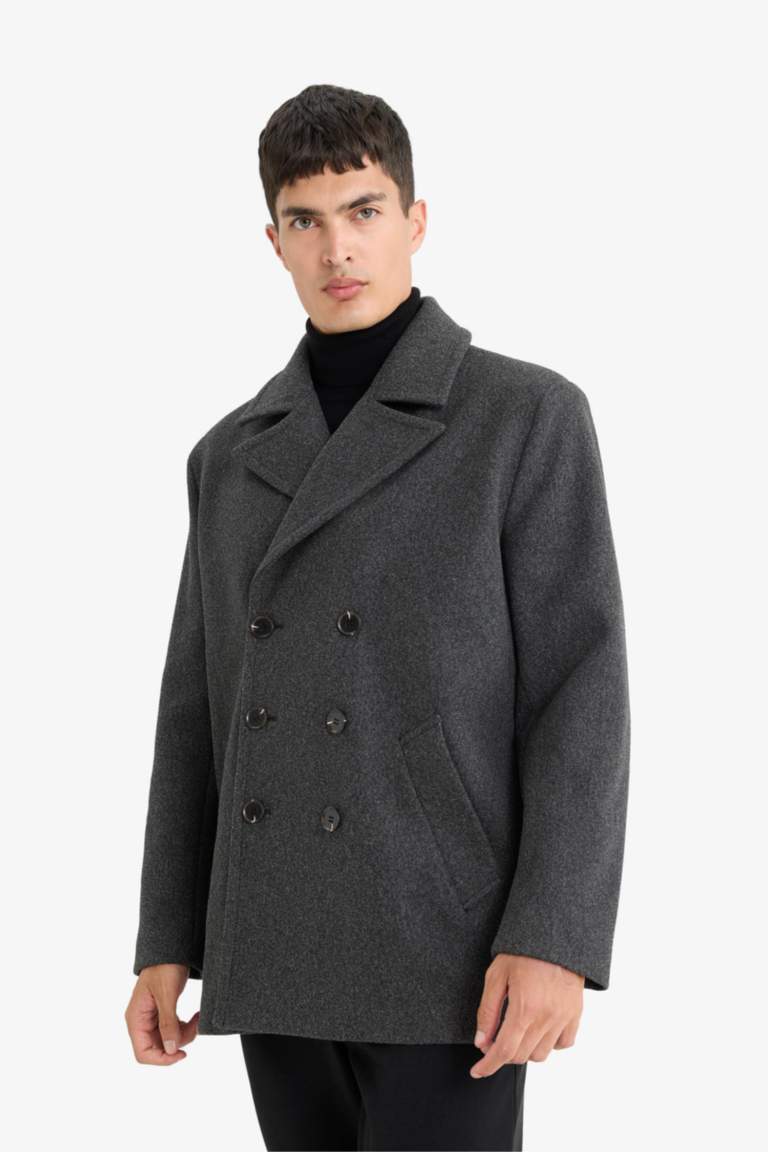 Slim Fit пальто парка с пуговицами, карманами и подкладкой