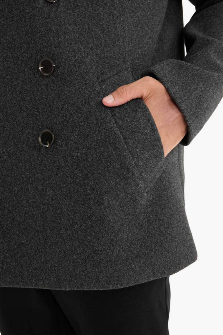 Slim Fit пальто парка с пуговицами, карманами и подкладкой