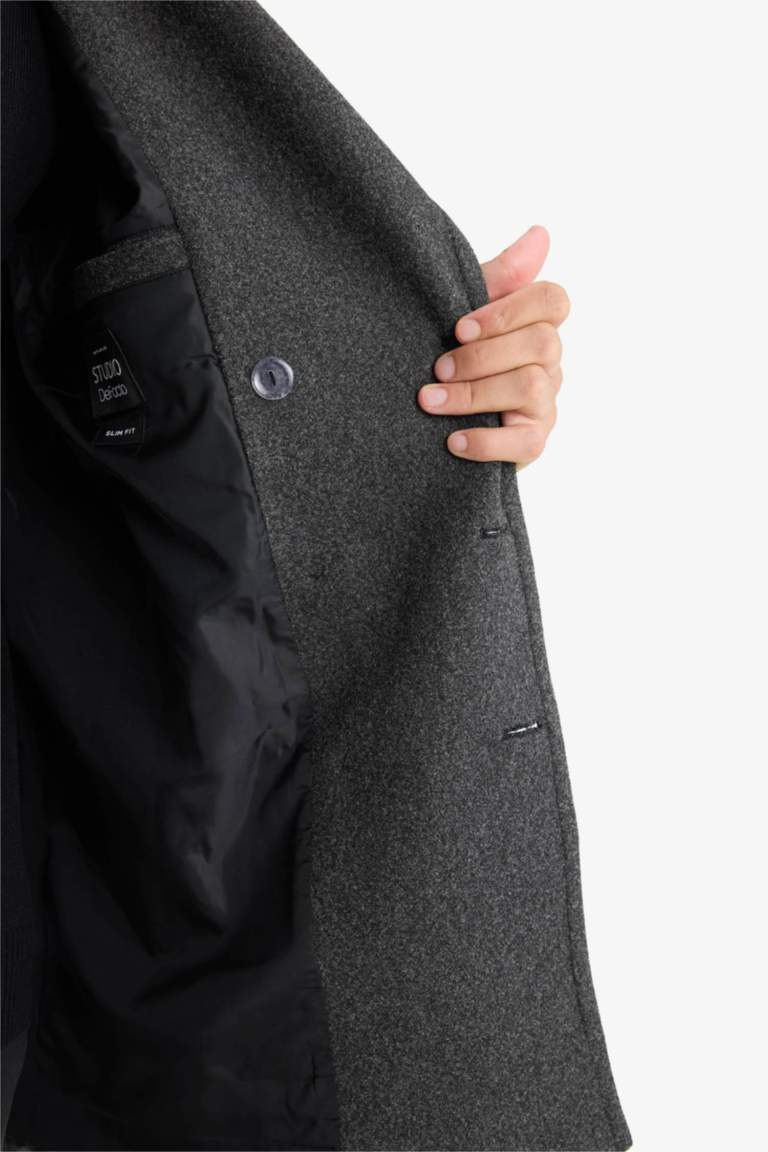 Slim Fit пальто парка с пуговицами, карманами и подкладкой