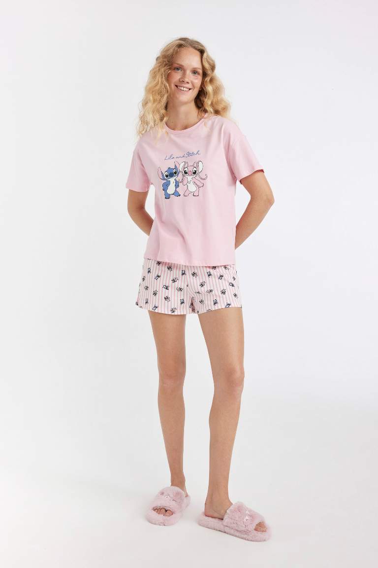 Ensemble de Pyjama Disney Lilo & Stitch Coupe Régulière à Manches Courtes de Fall In Love