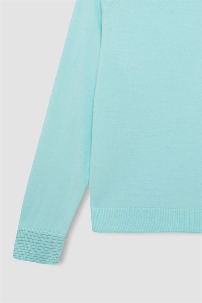 Regular Fit Bisiklet Yaka Simli Triko Kazak Tunik
