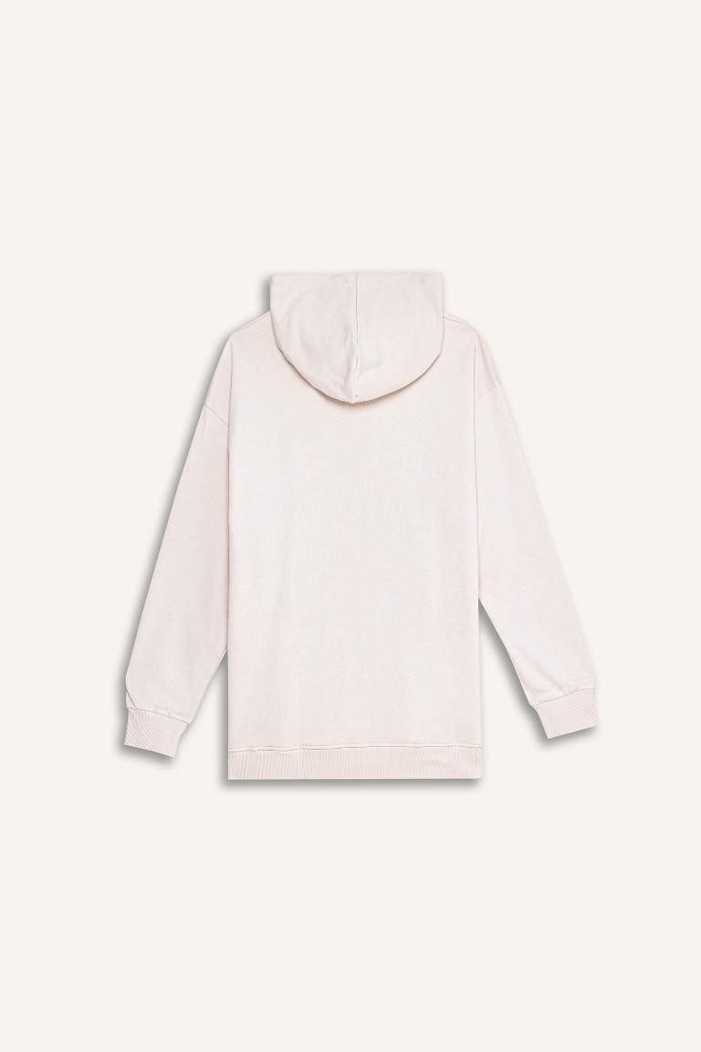 Kapüşonlu Basic Düz İçi Yumuşak Tüylü Kalın Fermuarlı Sweatshirt