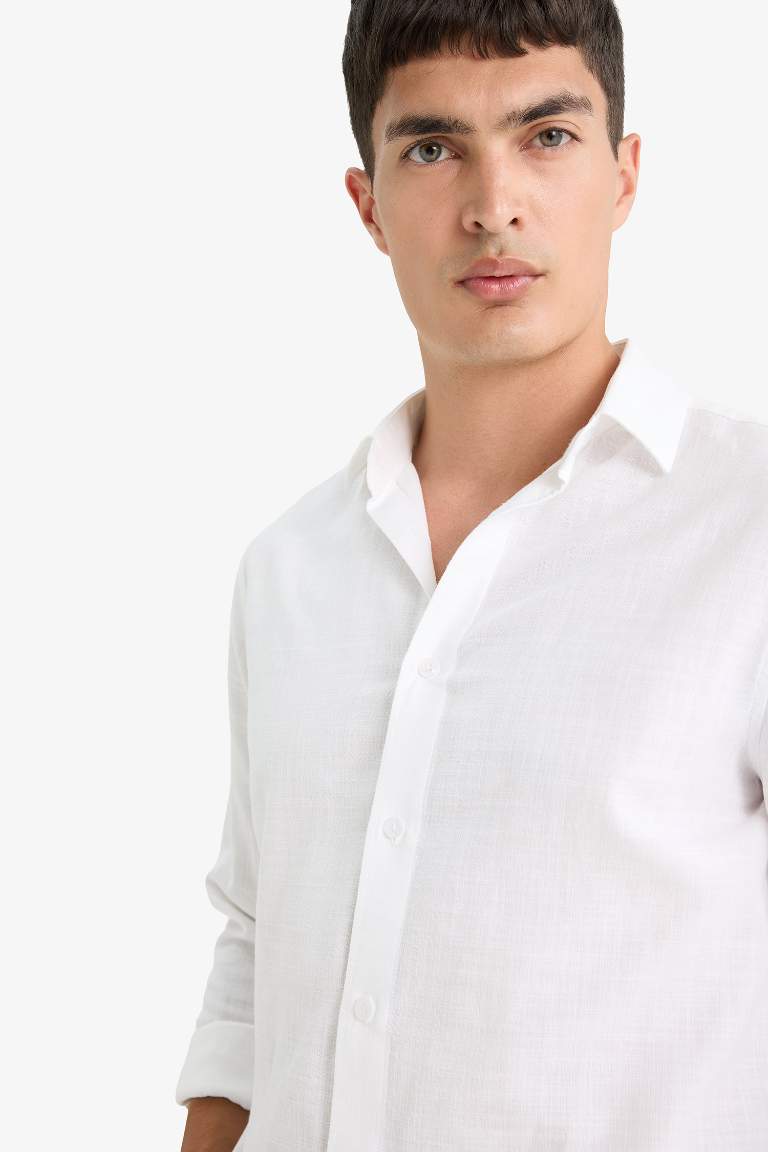 Modern Fit Polo Yaka Pamuklu Uzun Kollu Gömlek