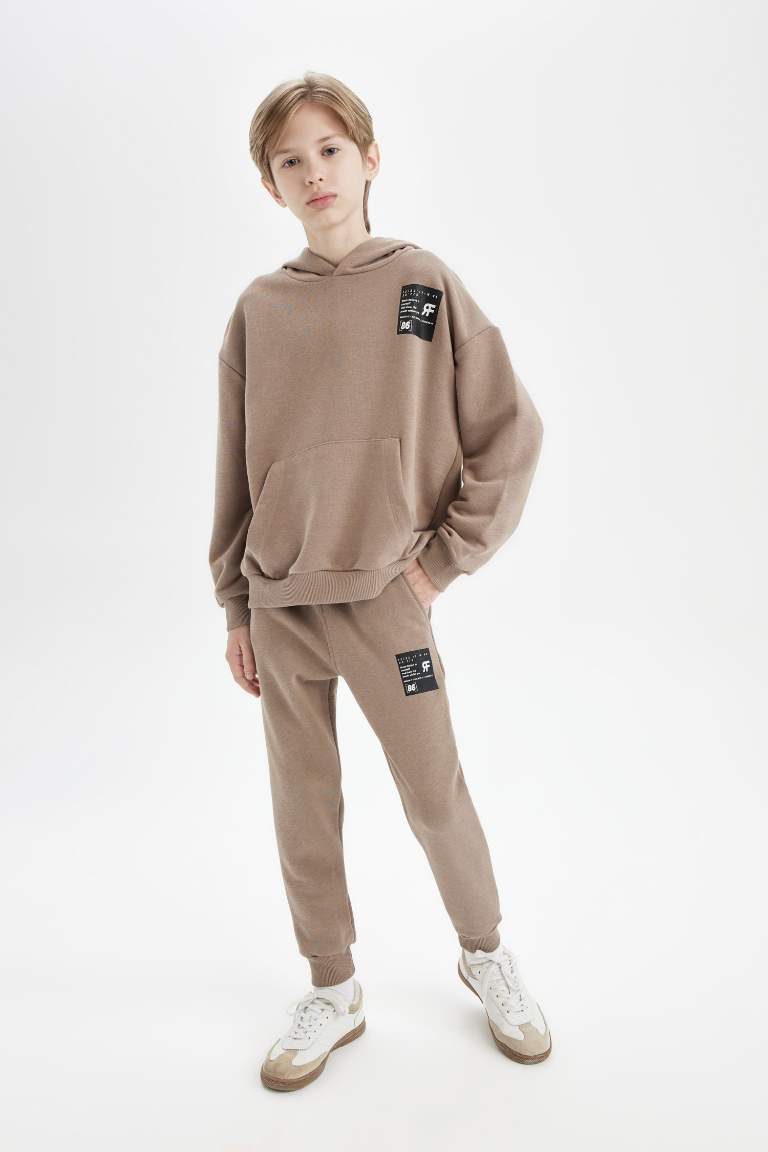 Boy Oversize Fit Hooded Pocket Thick Sweatshirt