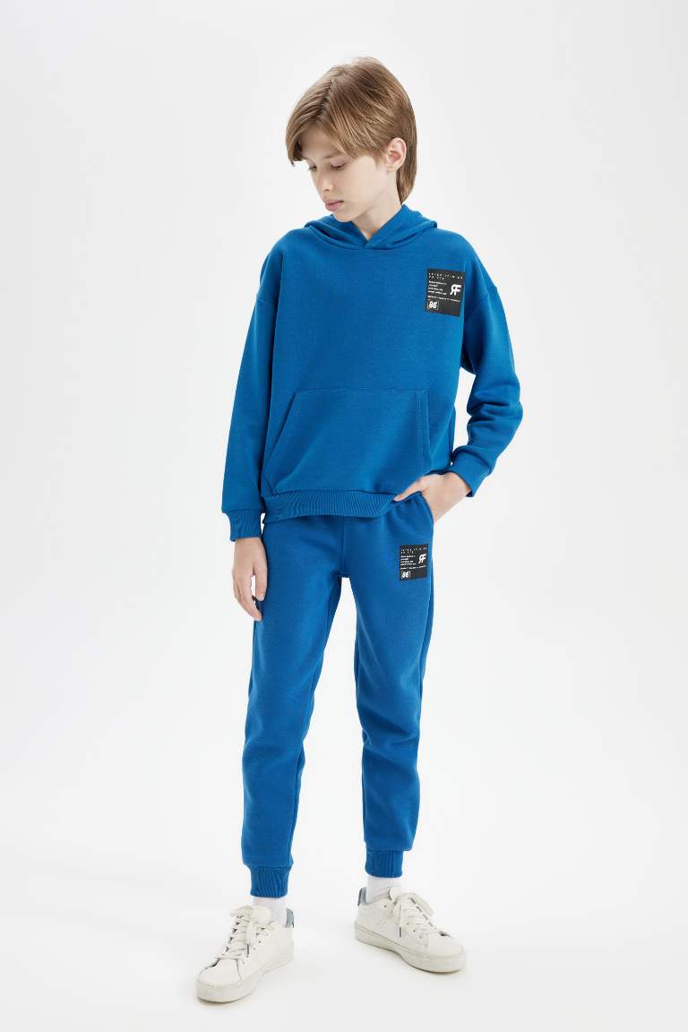 Boy Woven Labeled Elastic Waist Leg Jogger Sweatpants