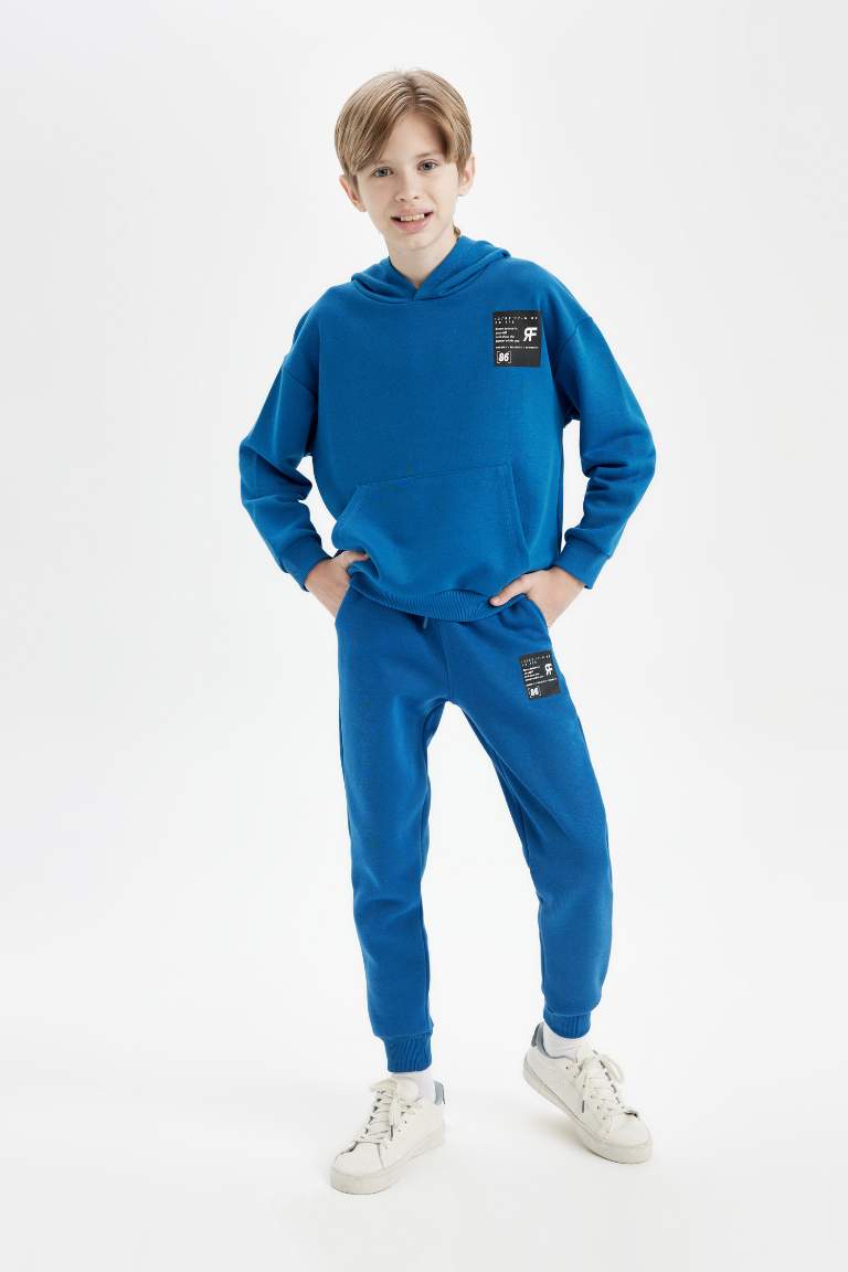 Boy Woven Labeled Elastic Waist Leg Jogger Sweatpants