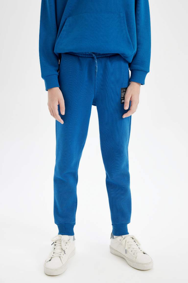 Boy Woven Labeled Elastic Waist Leg Jogger Sweatpants