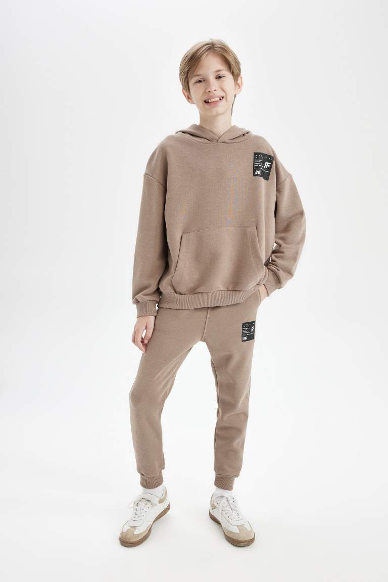 Boy Woven Labeled Elastic Waist Leg Jogger Sweatpants