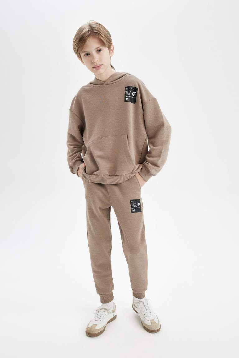 Boy Woven Labeled Elastic Waist Leg Jogger Sweatpants