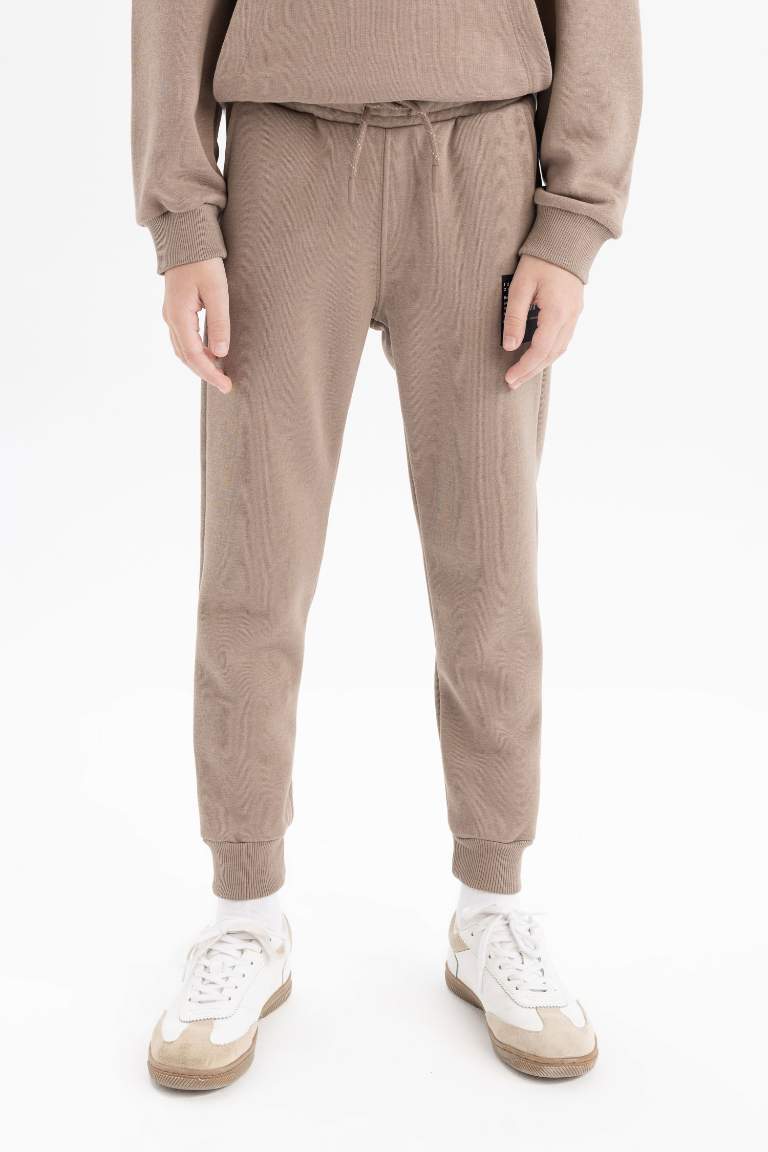 Boy Woven Labeled Elastic Waist Leg Jogger Sweatpants